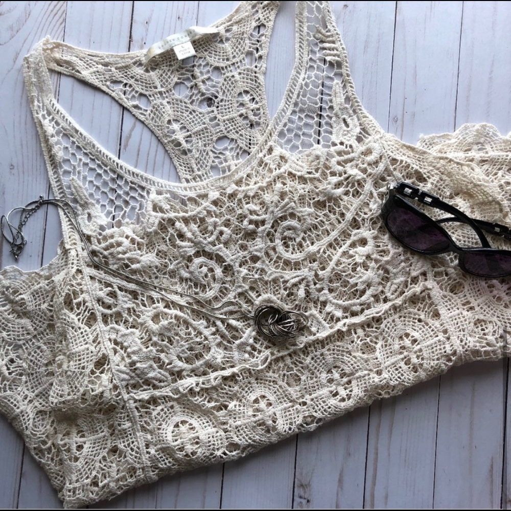 Crochet cream tank